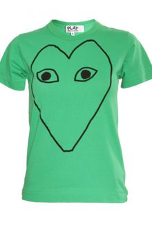 Comme Des Garçons Play Ladies Outline Heart Tshirt Green - Lyst