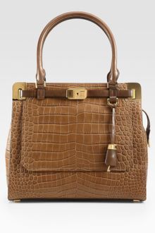 Michael Kors Crocodile Embossed Leather Satchel - Lyst