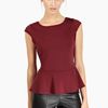 Oasis Short Sleeve Ponte Peplum Top in Purple (dark purple) - Lyst