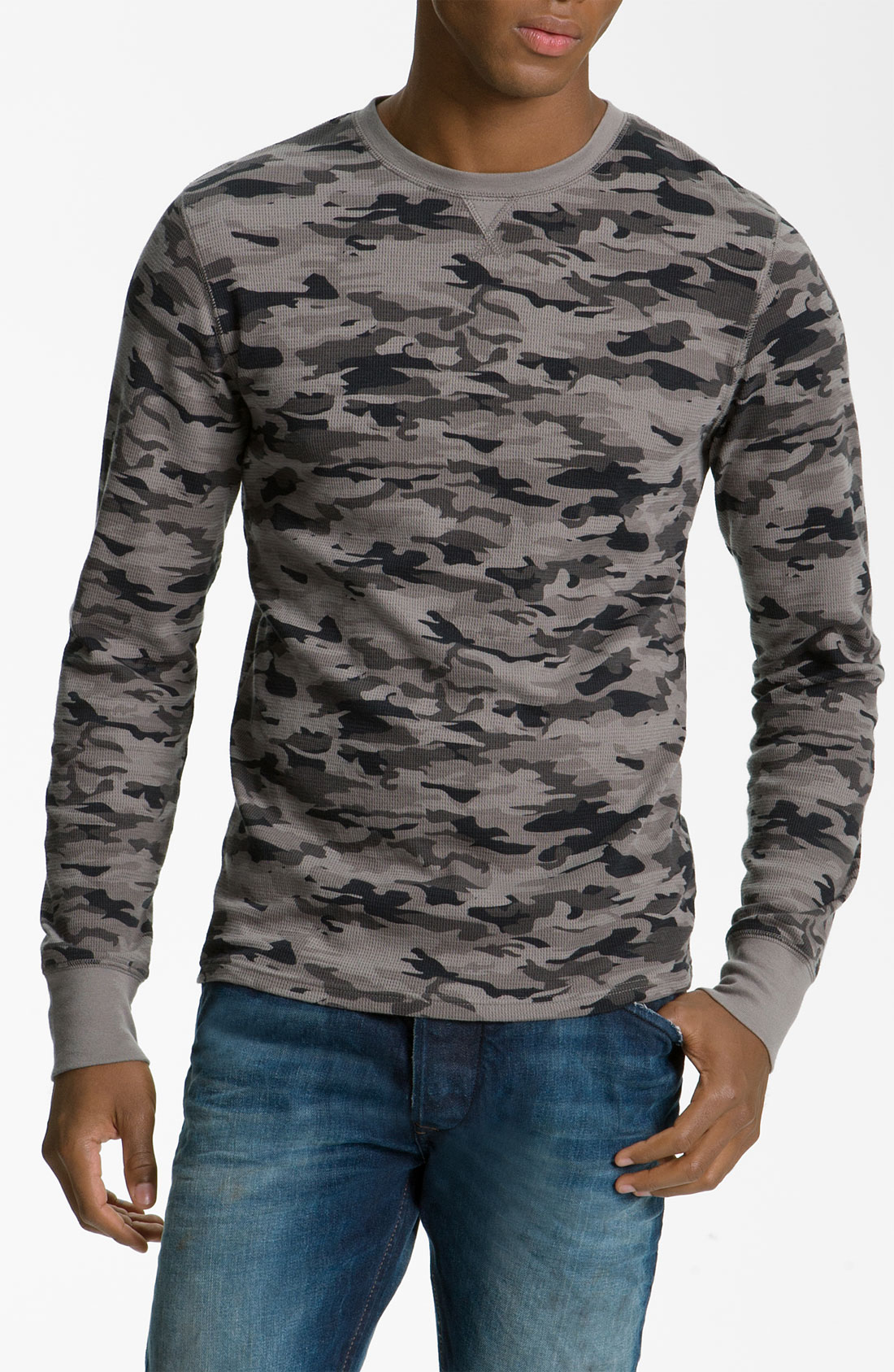 Public Opinion The Rail By Camo Thermal Shirt in Gray for Men (tonal