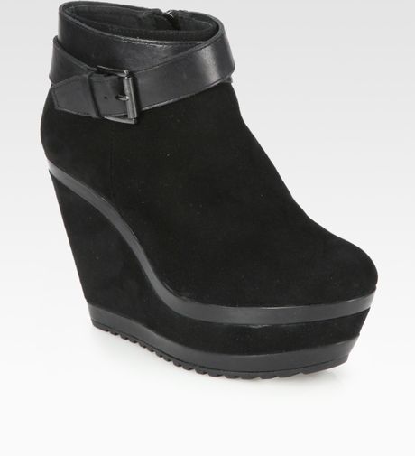 Black Suede Wedge Boots Sale