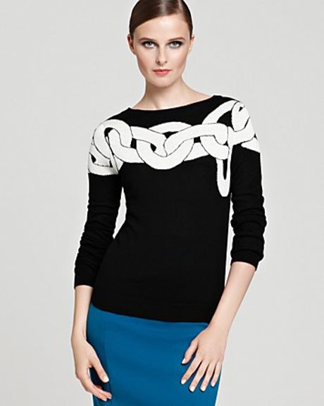 Diane Von Furstenberg Sweater Tinkit Crewneck in Black (black chains) - Lyst