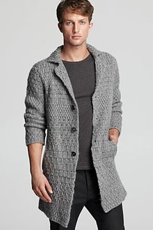 John Varvatos Long Jacquard Cardigan - Lyst