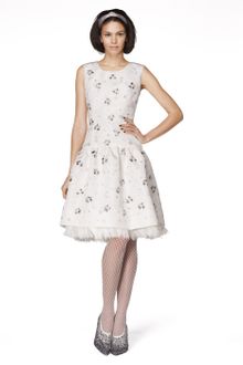 Oscar de la Renta Embroidered Cocktail Dress with Feathers - Lyst