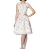 Oscar De La Renta Embroidered Cocktail Dress with Feathers in Beige (floral) - Lyst