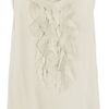 Oscar De La Renta Organzaruffled Silkchiffon Top in Beige (nude) - Lyst