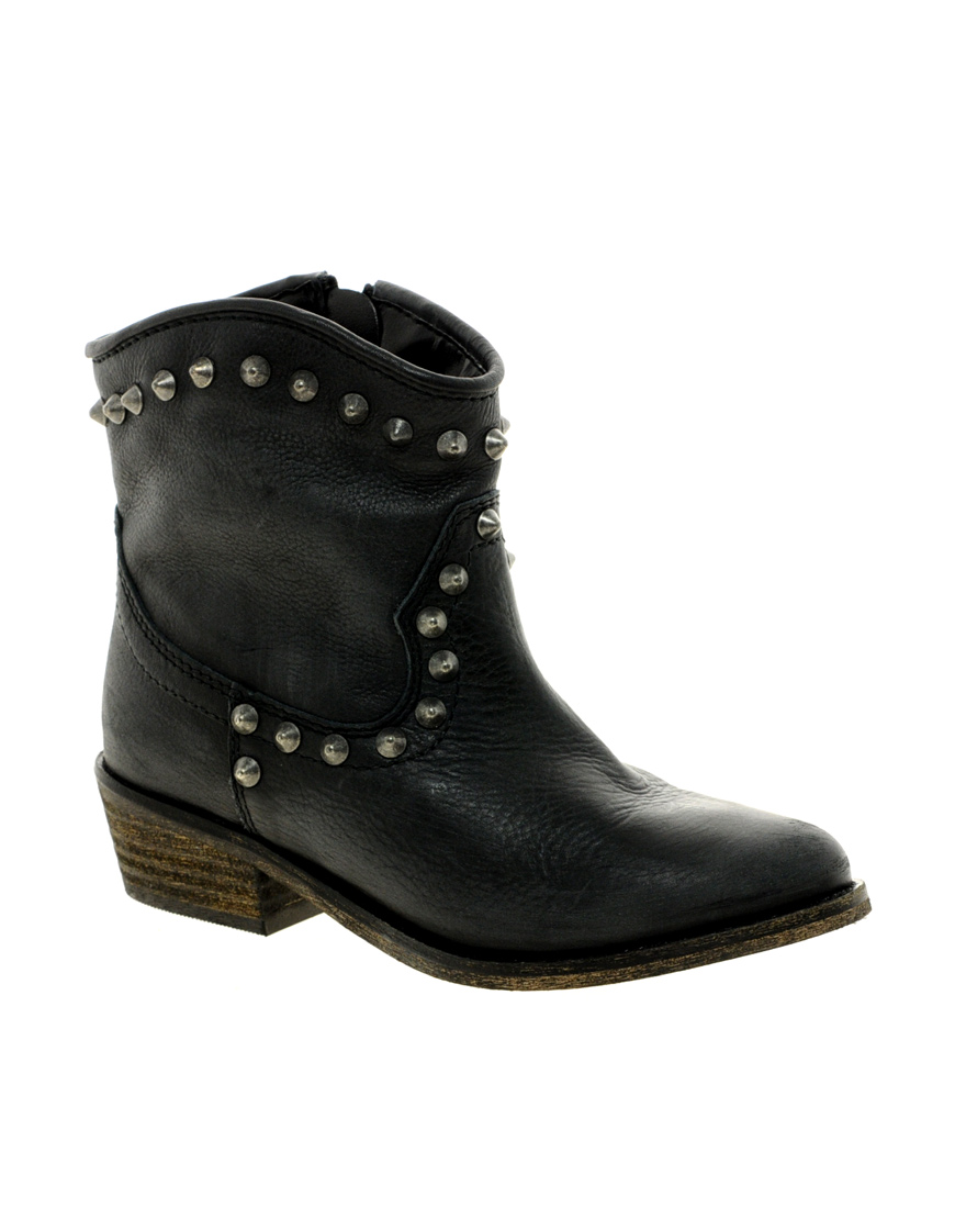 River Island Western Stud Ankle Boots in Black Lyst