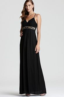 Sue Wong Sw Studio By V Neck Gown Draped with Beaded Waist - Lyst