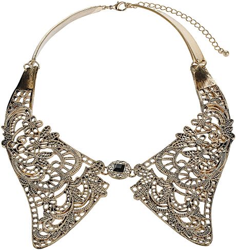 Topshop Metal Lace Collar in Gold - Lyst
