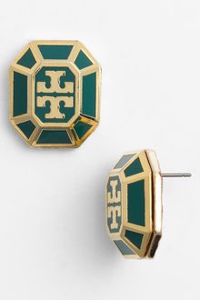 Tory Burch Rylan Logo Large Stud Earrings - Lyst