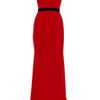 Victoria Beckham Belted Wool and Silkblend Double Crepe Gown in Red - Lyst