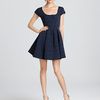 Zac Posen Jacquard Dress Short Sleeve with Pleated Skirt in Blue (caspian blue) - Lyst
