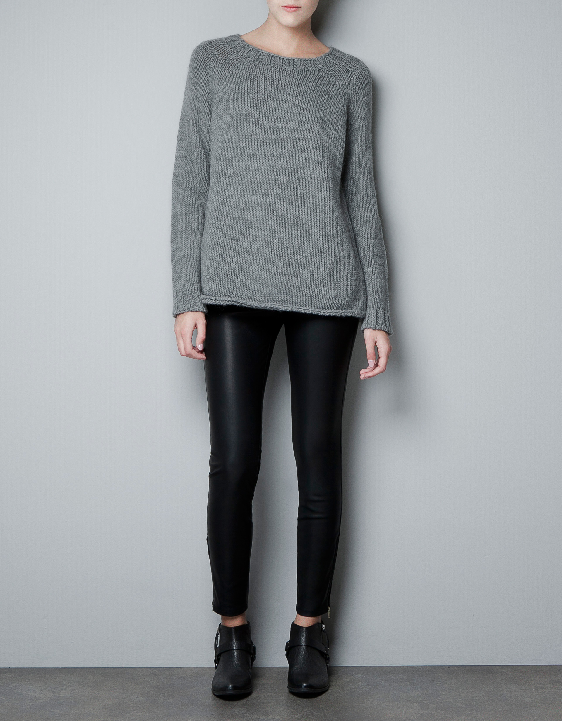 Zara Basic Sweater in Gray (mid grey) Lyst