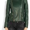 Balmain Leather Jacket in Green - Lyst