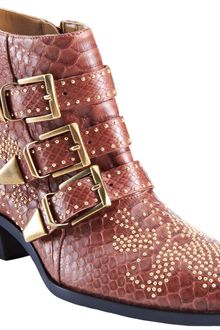Chloé Python Susan Studded Ankle Boot - Lyst
