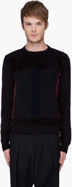 Christopher Kane Black Flock Panel Sweater in Black for Men - Lyst
