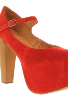 Jeffrey Campbell Mary High Heel Red Suede Natural Heel - Lyst