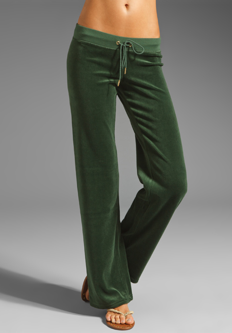 green tea velour pants