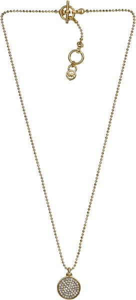 Michael Kors Pave Disc Necklace Golden in Silver (one size) - Lyst