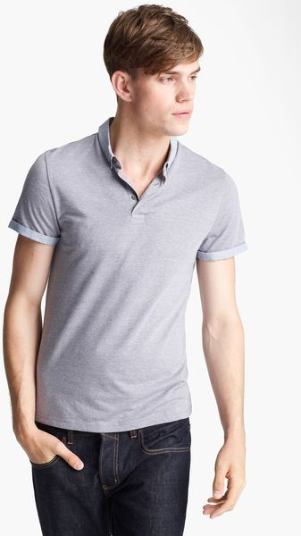 Topman Stripe Collar Polo - Lyst