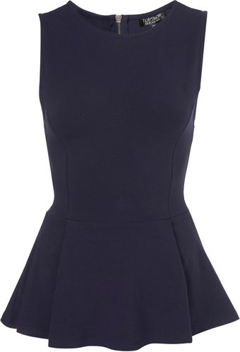 Topshop Sleeveless Peplum Top - Lyst