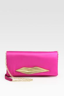 Diane Von Furstenberg Carolina Satin Lip Clutch - Lyst