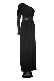 Elie Saab Black Belted Onesleeve Silk Georgette Gown - Lyst