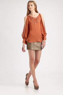 Haute Hippie Crocheted Silk Blouse - Lyst