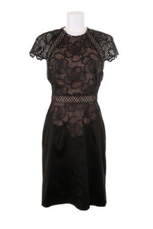 Marios Schwab Lace and Satin Black Dress in A Blend Of Polyester - Lyst