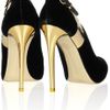 Stella Mccartney Metalheel Velvet Pumps in Black (gold) - Lyst