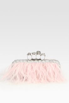 Alexander McQueen Ostrich Feather Knuckle Box Clutch - Lyst