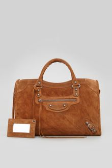 Balenciaga Baby Daim Suede Classic City Bag Chestnut - Lyst