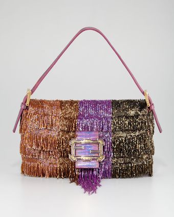Fendi Beaded Fringe Baguette - Lyst