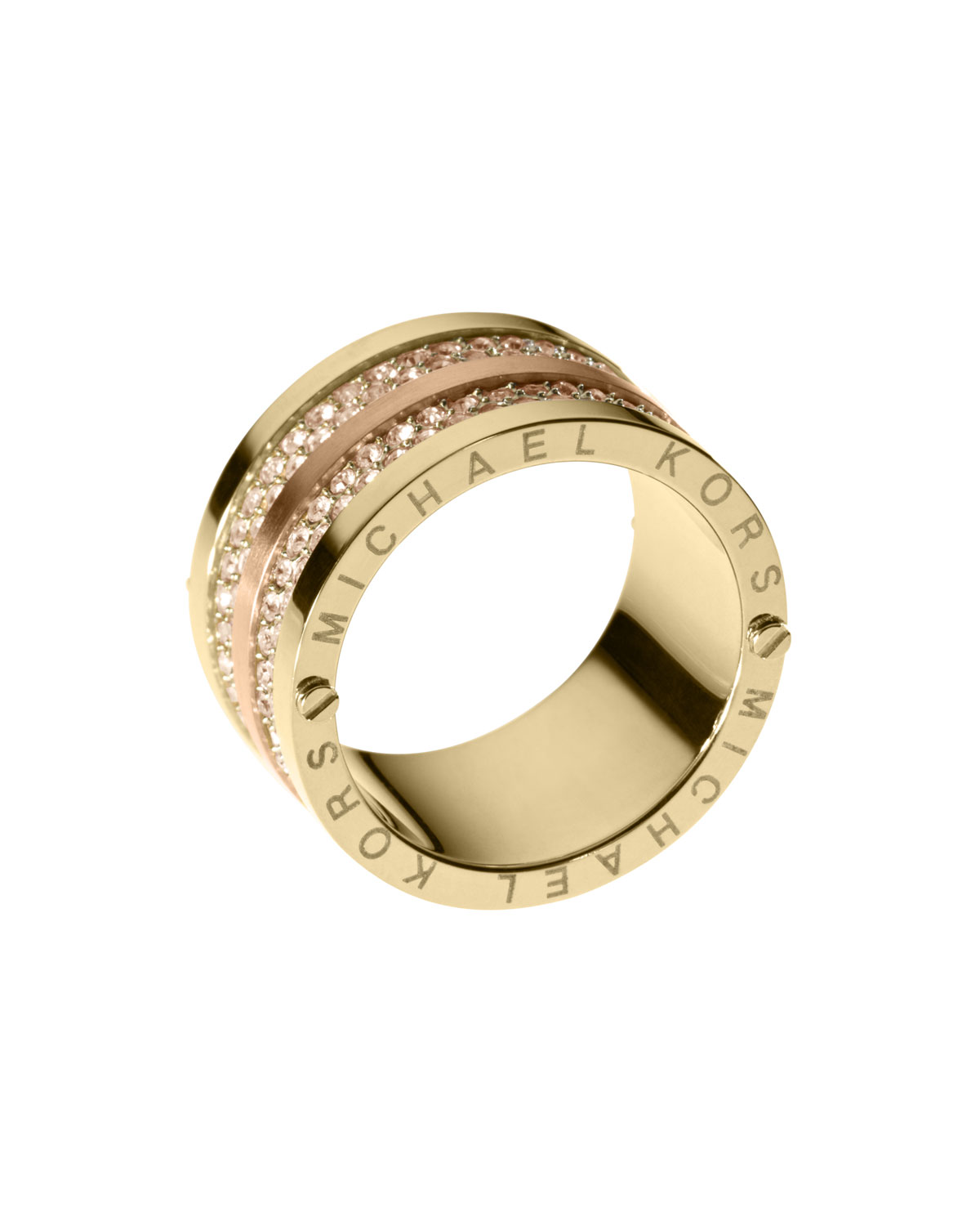 Michael Kors Pave Barrel Band Ring in Gold (6)