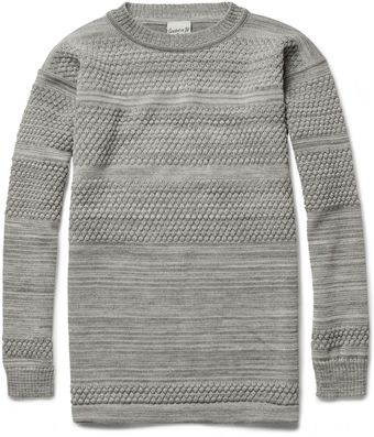 S.N.S Herning Fisherman Striped Waffleknit Wool Sweater - Lyst