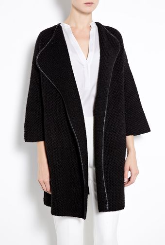 Vince Honeycomb Wool Leather Trim Car Coat - Lyst