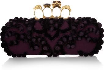 Alexander McQueen Knuckle Embellished Brocade Box Clutch - Lyst
