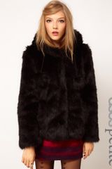Asos Hood Swing Fur Coat with Pom Poms