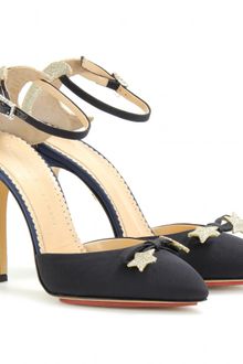 Charlotte Olympia Astrid Crepe De Chine Pump with Glitter Trim - Lyst