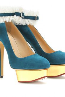 Charlotte Olympia Dolly Platform Pumps with Ruffled Anklets - Lyst