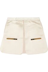 Esteban Cortazar Leather Twill and Duchess Satin Mini Skirt