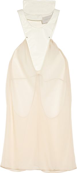 Esteban Cortazar Chiffon and Leather Top - Lyst