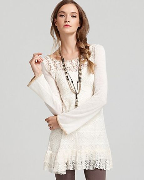 Free People Tunic Dreamy Lace Yarn in White (vanilla) - Lyst