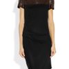 Halston Heritage Leather Detailed Wool Jersey Dress in Black - Lyst