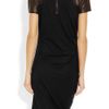 Halston Heritage Leather Detailed Wool Jersey Dress in Black - Lyst