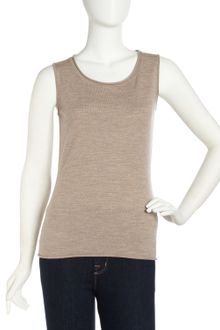 Lafayette 148 New York Rolled Trim Long Tank Khaki Melange - Lyst
