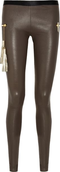 Les Chiffoniers Zip-Embellished Stretch Leather Leggings - Lyst