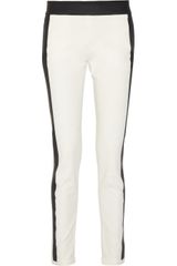 Les Chiffoniers Faux Leather Trimmed Stretch Cotton Blend Pants
