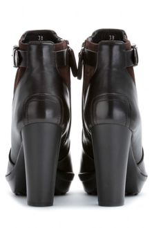 Tod's Twotone Ankle Strap Booties - Lyst