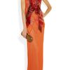 Vera Wang Organza and Mesh Paneled Silk Chiffon Gown in Orange - Lyst